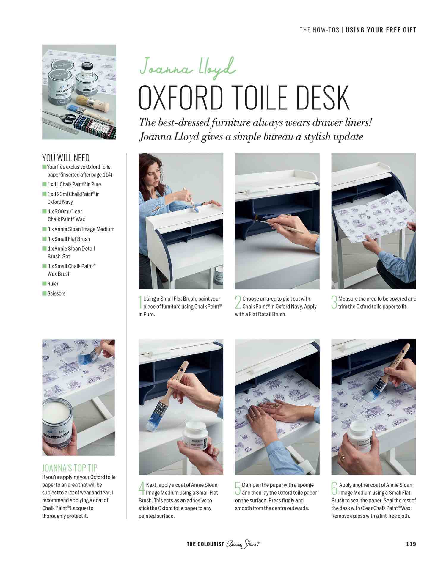 The-Colourist-Issue-4-by-Annie-Sloan-how-to-use-oxford-toile-paper-page-2